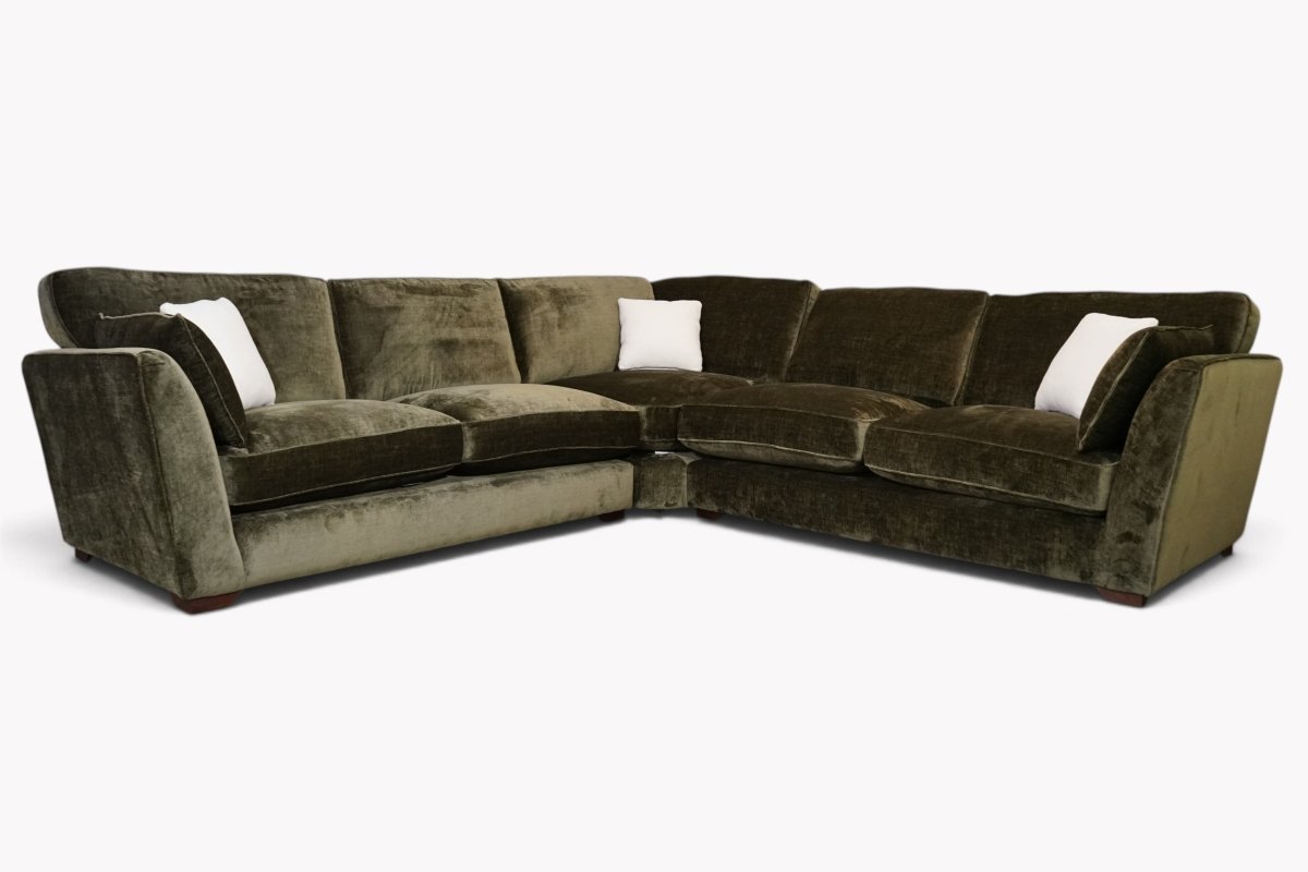 Chloe Large Fabric Corner Sofa, Luxe Chenille Olive