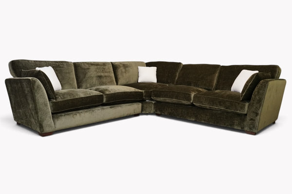 Chloe Large Fabric Corner Sofa, Luxe Chenille Olive