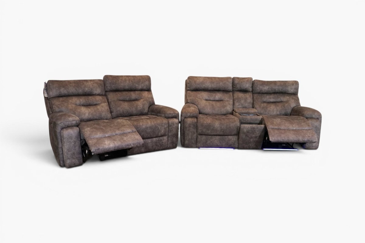 Cinemax 2 Seater Media & 2 Seater Power Reclining Sofa Set, Seal Grey