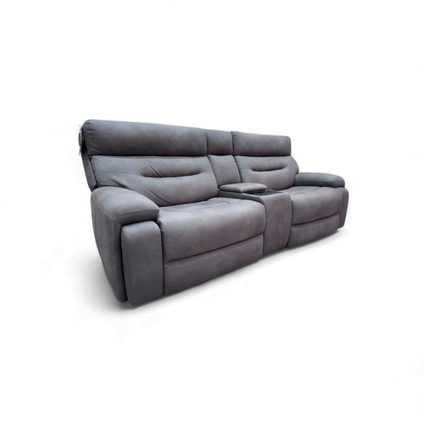 Cinemax Media 3 Seater Fabric Power Recliner Sofa with Power Headrests, Nappa Grey