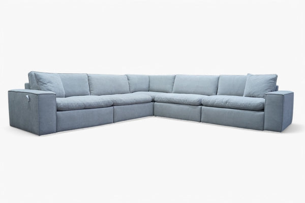 Cloud Modular Sectional Power Reclining Corner Sofa, Belgian Fog