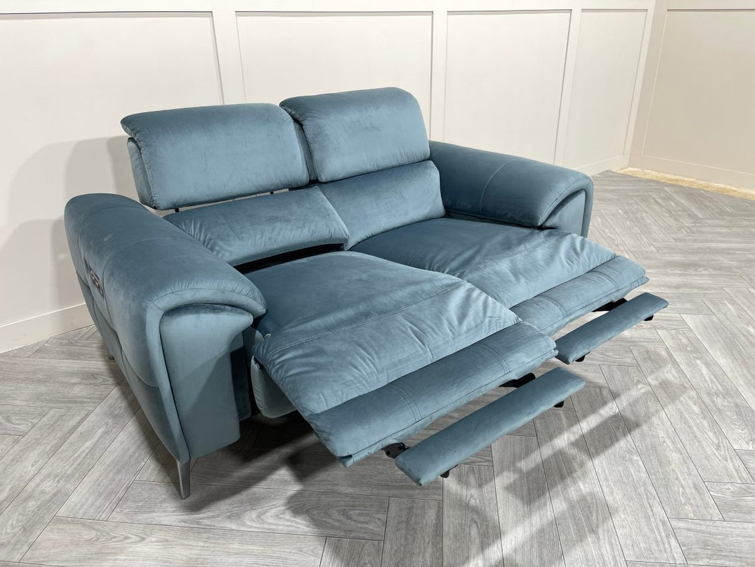 Colorado 2 Seater Power Reclining Sofa / Power Headrests, Velvet Ocean Blue