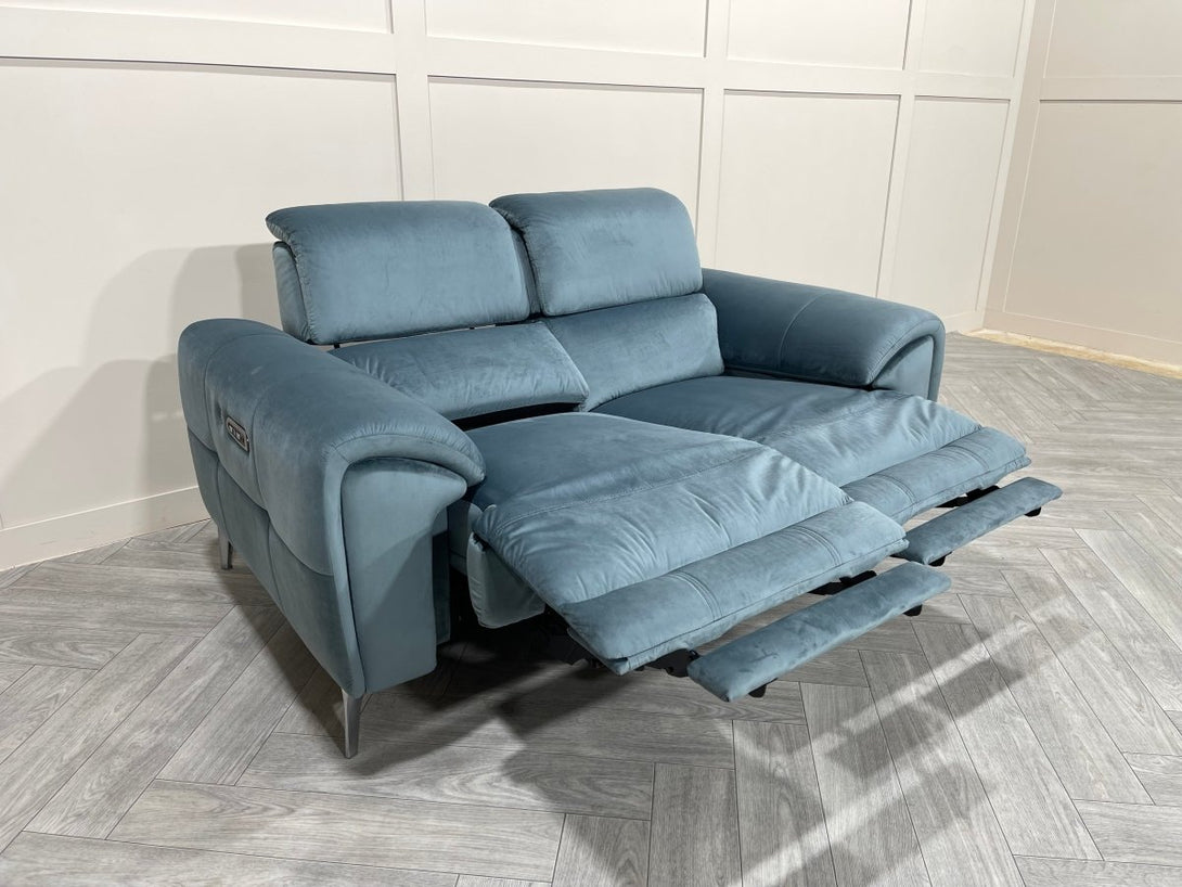 Colorado 2 Seater Power Reclining Sofa / Power Headrests, Velvet Ocean Blue