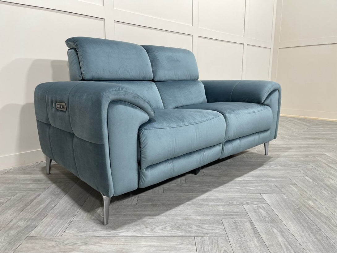 Colorado 2 Seater Power Reclining Sofa / Power Headrests, Velvet Ocean Blue