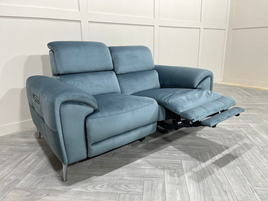 Colorado 2 Seater Power Reclining Sofa / Power Headrests, Velvet Ocean Blue