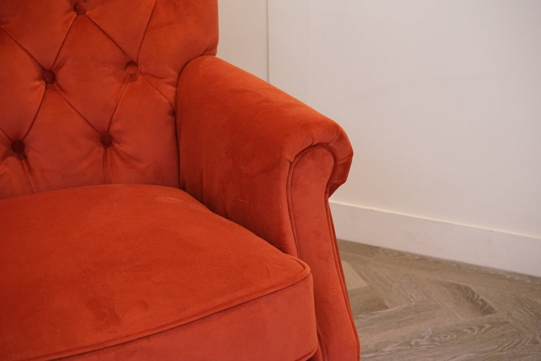 Columbus Accent Velvet Armchair, Rust