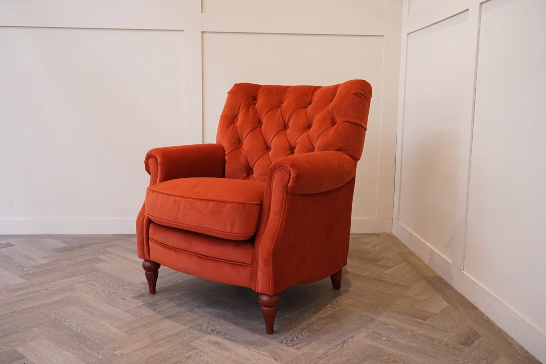 Columbus Accent Velvet Armchair, Rust