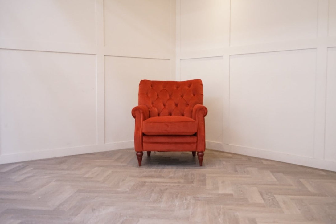 Columbus Accent Velvet Armchair, Rust
