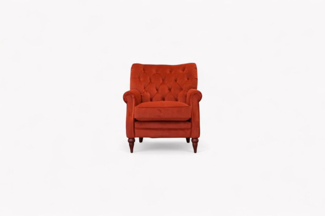Columbus Accent Velvet Armchair, Rust