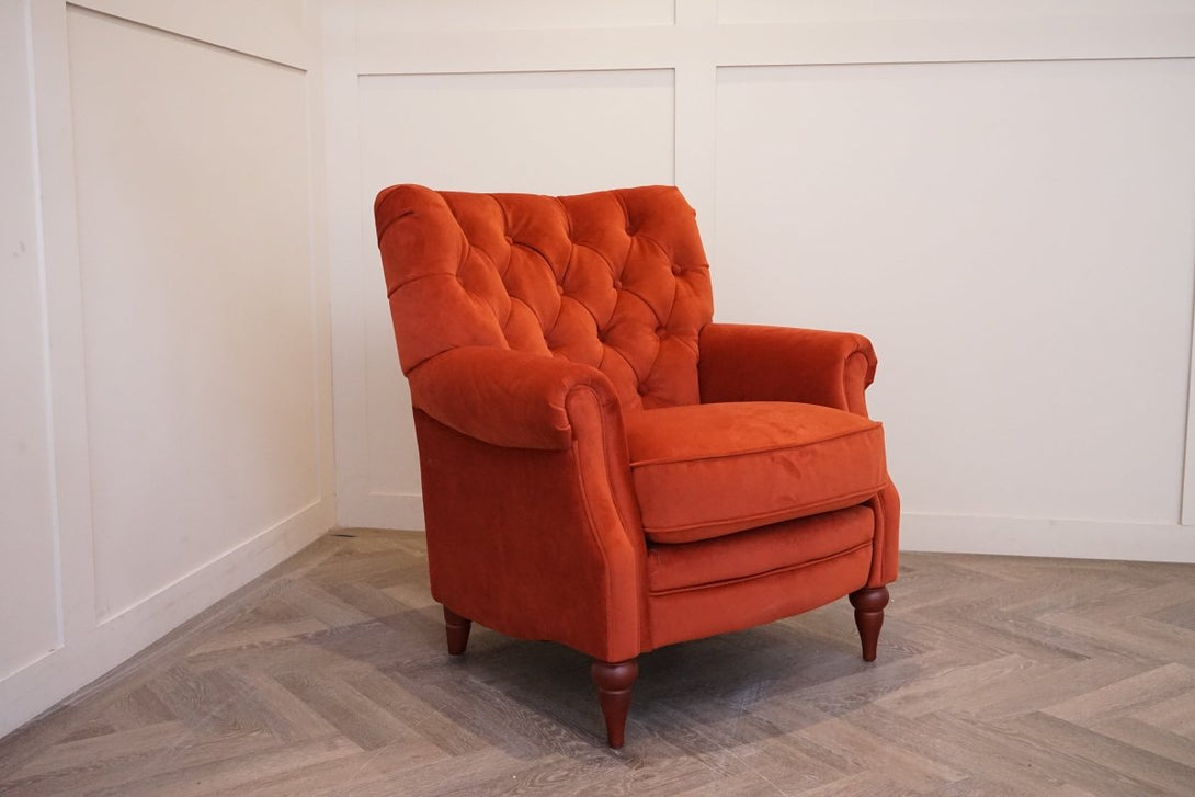 Columbus Accent Velvet Armchair, Rust