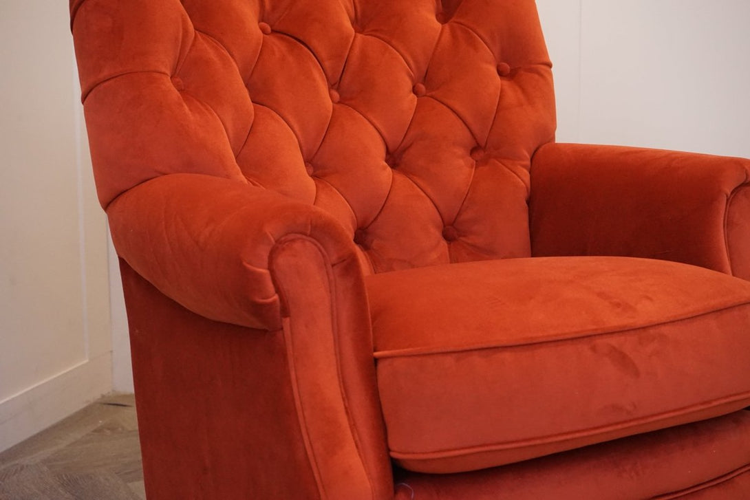 Columbus Accent Velvet Armchair, Rust