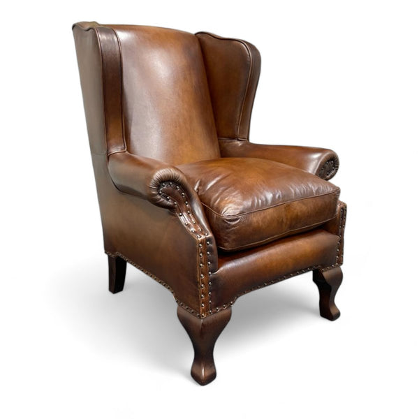 Compton Leather Wing Armchair, Hand Antique