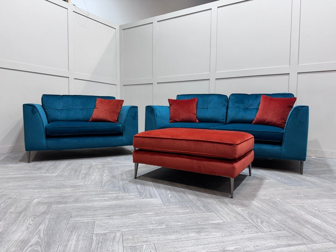 Conza 3 Seater Sofa, Loveseat & Footstool, Lumino Teal