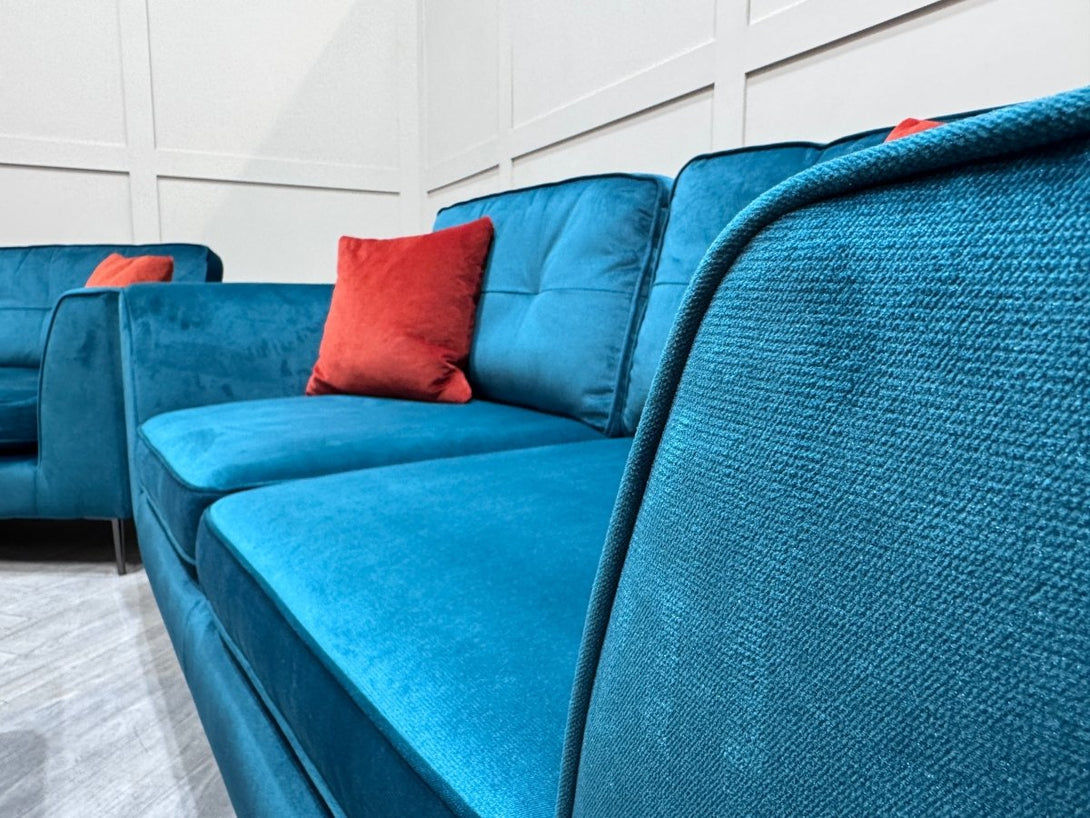 Conza 3 Seater Sofa, Loveseat & Footstool, Lumino Teal