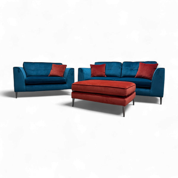 Conza 3 Seater Sofa, Loveseat & Footstool, Lumino Teal