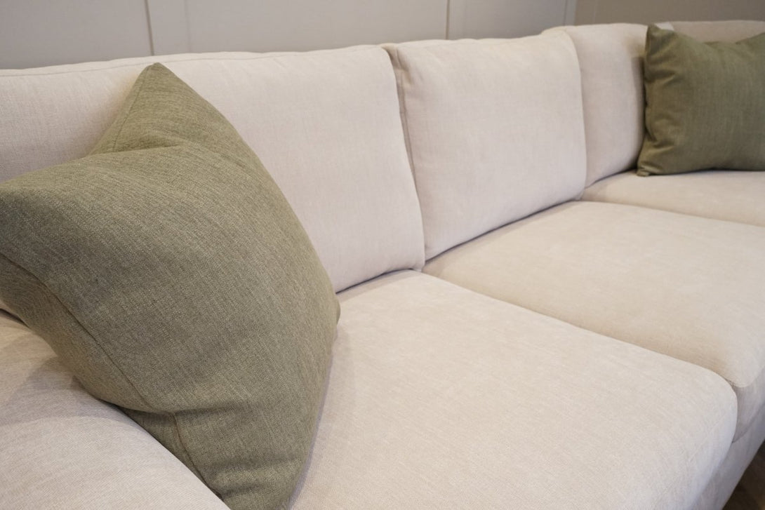 Cottage Large RHF Corner Sofa & Cuddle Chair, Dusky Natural/Green, FREE Footstool