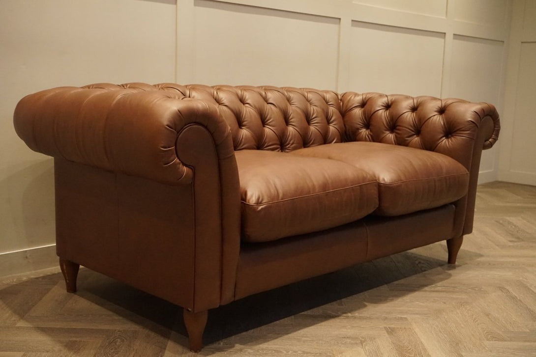 Cromwell Chesterfield Large 3 Seater Leather Sofa, Premium Cocoa