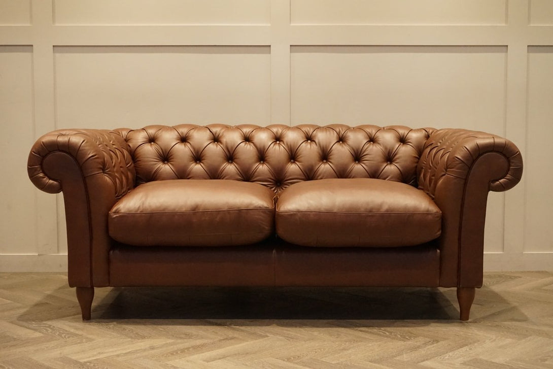 Cromwell Chesterfield Large 3 Seater Leather Sofa, Premium Cocoa