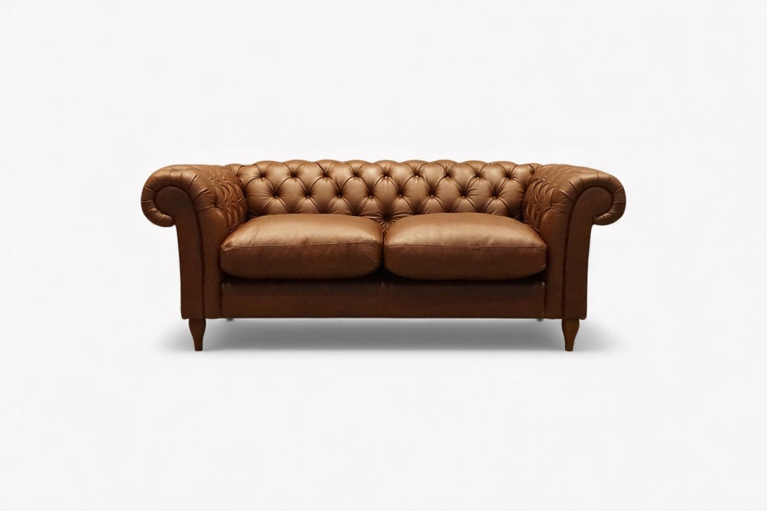 Cromwell Chesterfield Large 3 Seater Leather Sofa, Premium Cocoa