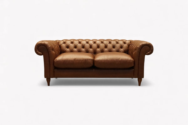 Cromwell Chesterfield Large 3 Seater Leather Sofa, Premium Cocoa