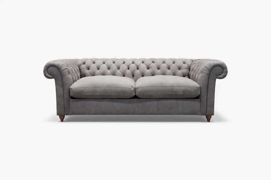 Cromwell Grand 4 Seater Leather Sofa Bed, Demetra Grey