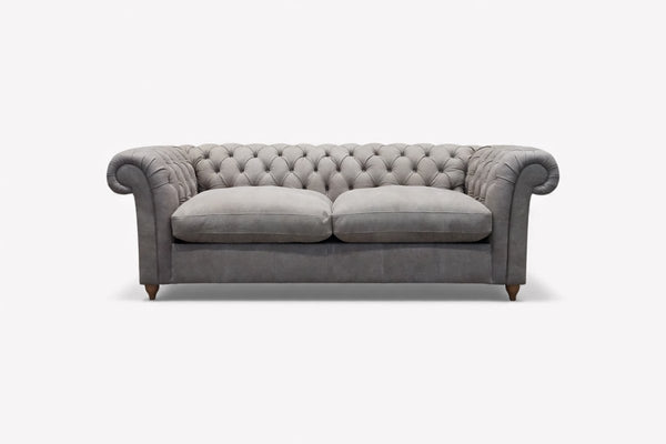 Cromwell Grand 4 Seater Leather Sofa Bed, Demetra Grey