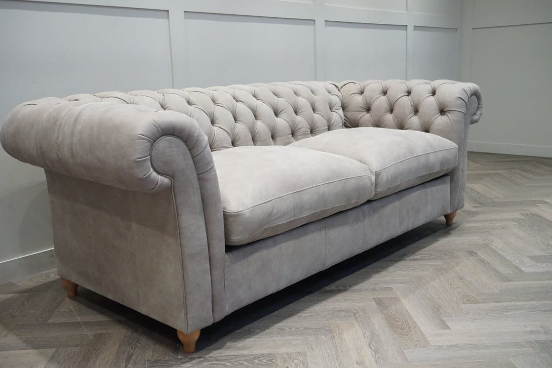Cromwell Grand 4 Seater Leather Sofa Bed, Demetra Grey