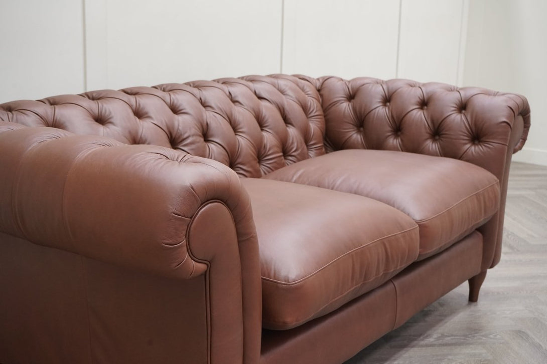Cromwell Large 3 Seater Leather Sofa, Premium Cocoa