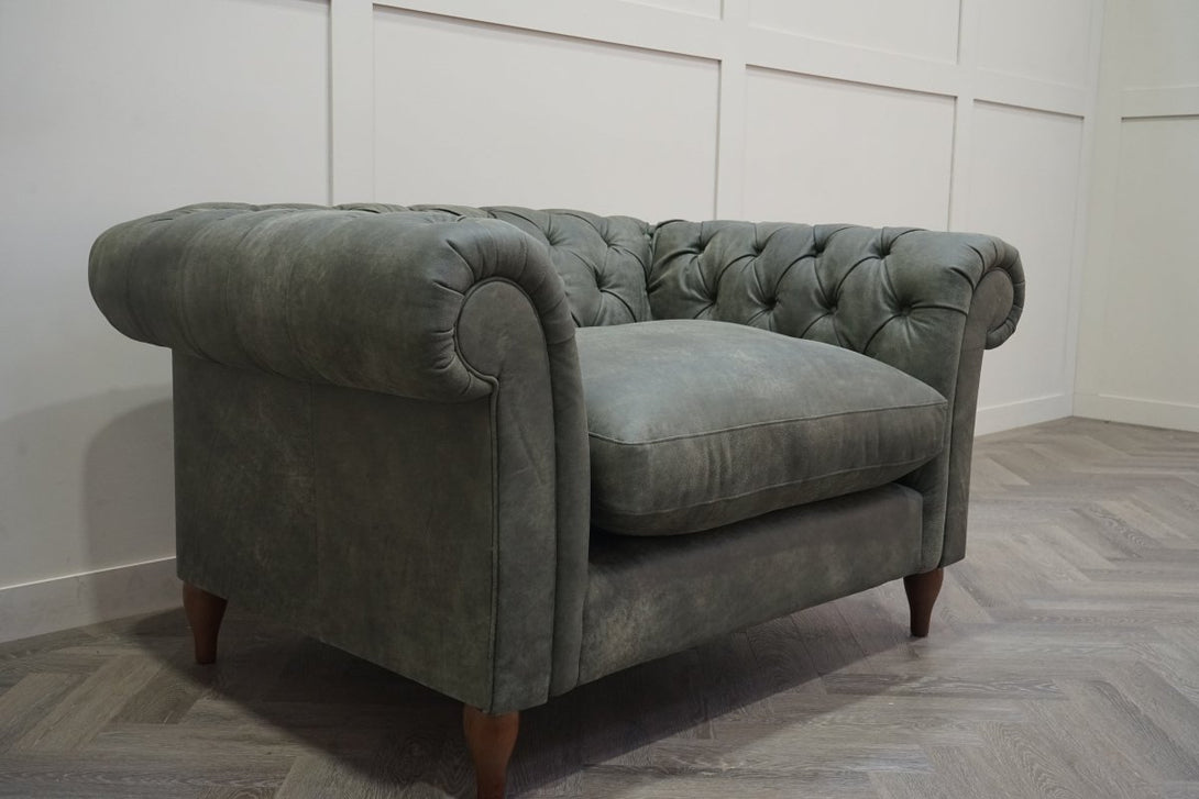 Cromwell Small 2 Seater Sofa & Snuggler, Demetra Green Leather