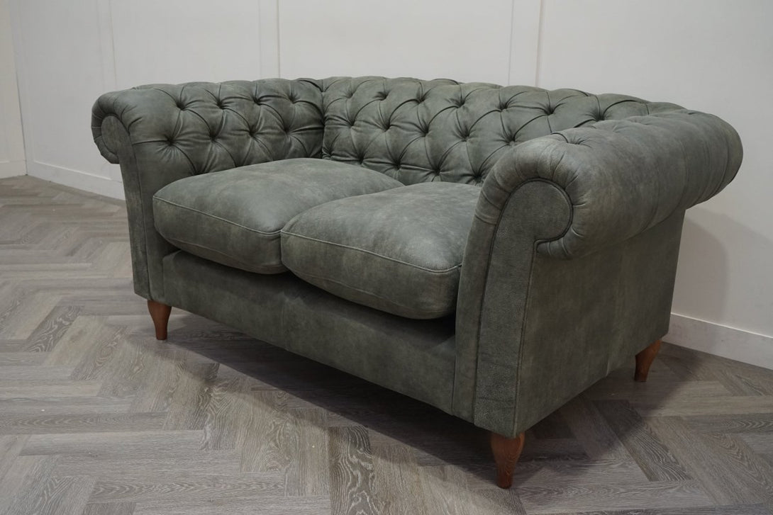 Cromwell Small 2 Seater Sofa & Snuggler, Demetra Green Leather