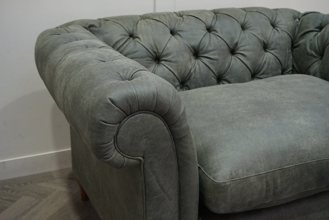 Cromwell Small 2 Seater Sofa & Snuggler, Demetra Green Leather
