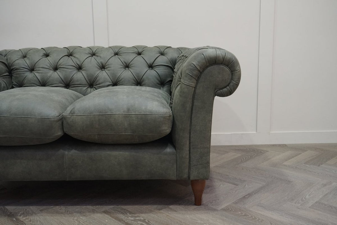 Cromwell Small 2 Seater Sofa & Snuggler, Demetra Green Leather