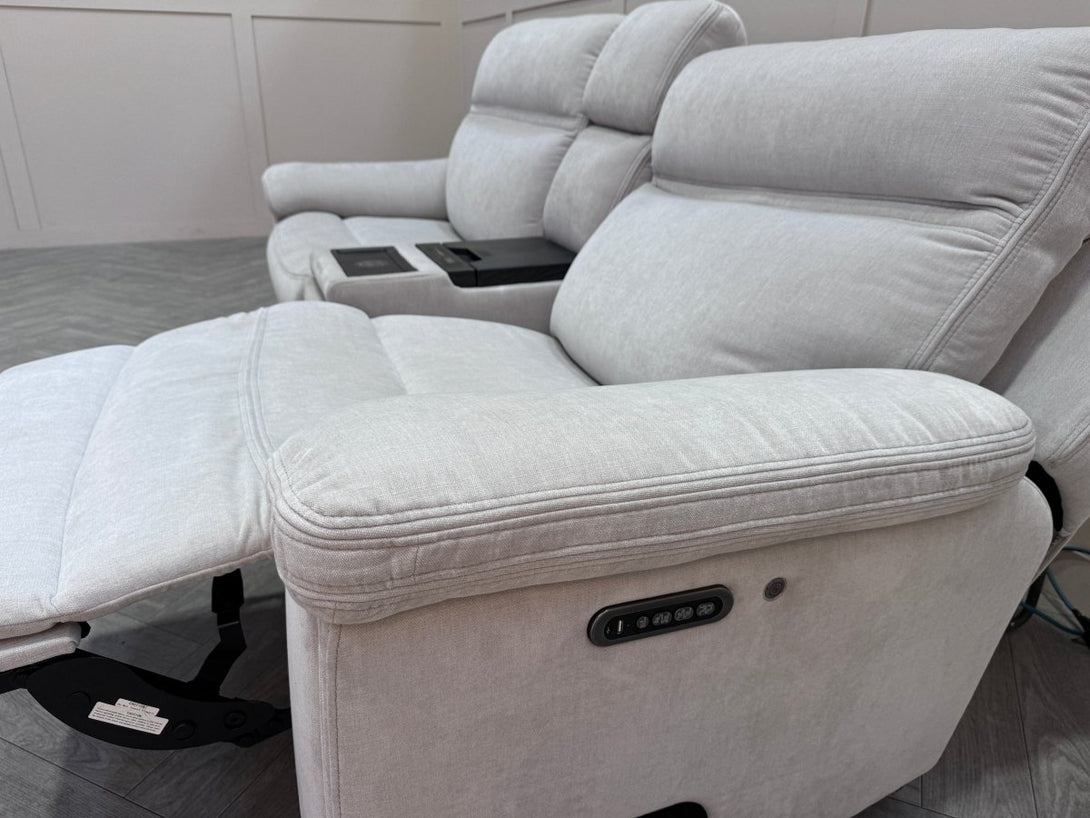 Dallas 3 Seater Power Recliner Sofa, Pale Grey