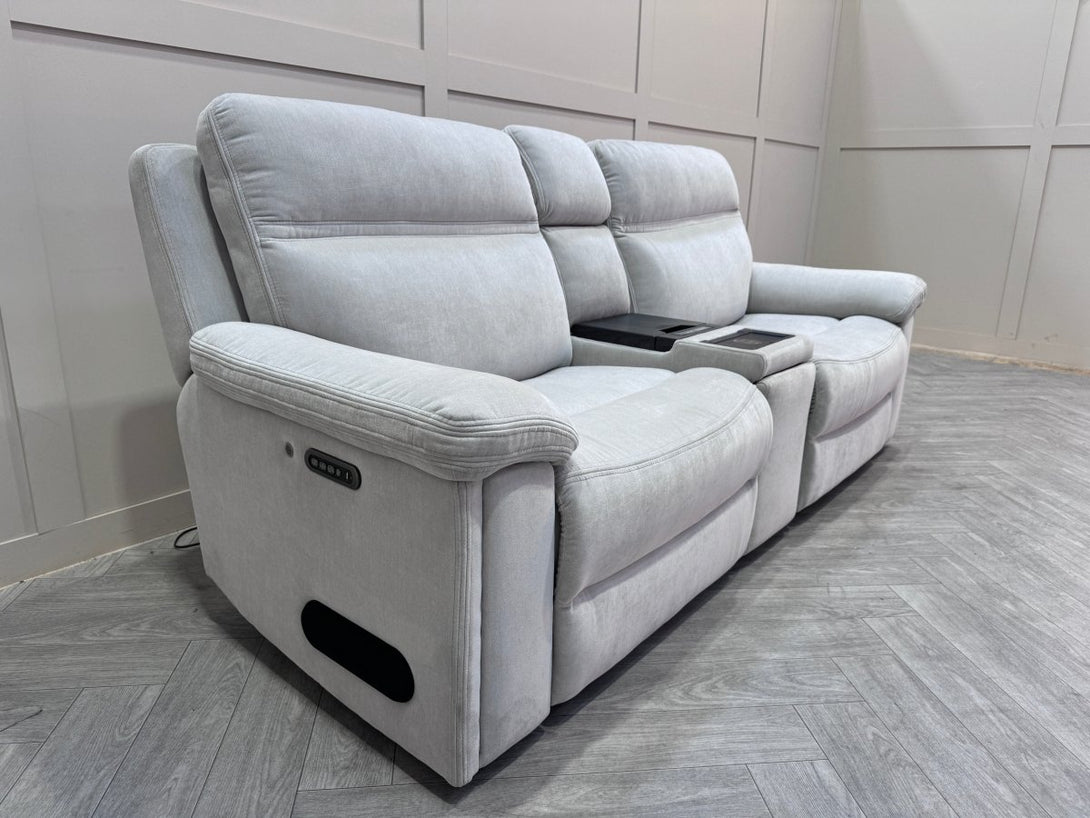 Dallas 3 Seater Power Recliner Sofa, Pale Grey