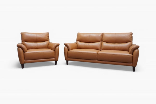 Dallas 3 Seater Sofa & Armchair, Ochre Leather