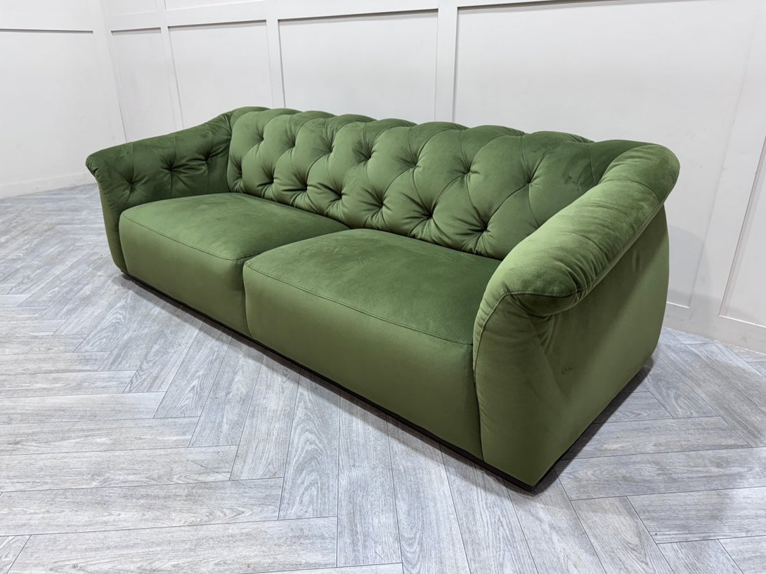 Domicil Chester Large 3 Seater Sofa, Olive Velvet