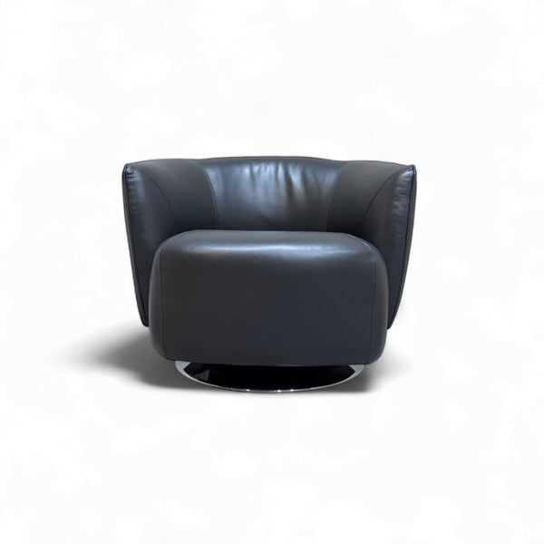 Domicil Mayo Leather Swivel Chair, Shale