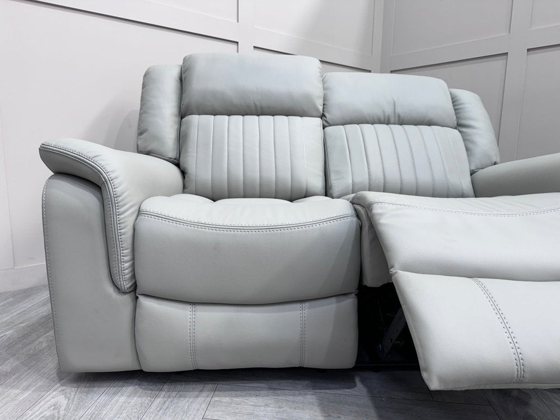 Domino Power Reclining 3 + 2 Seater Sofa, Dark Grey Leather