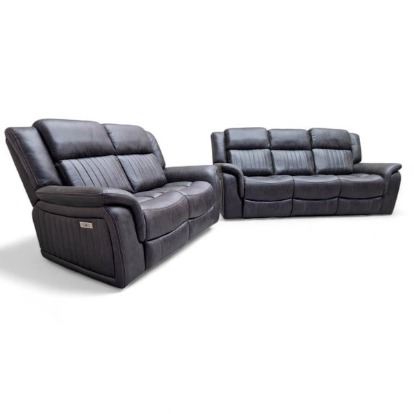 Domino Power Reclining 3 + 2 Seater Sofa, Resilience Chocolate Fabric