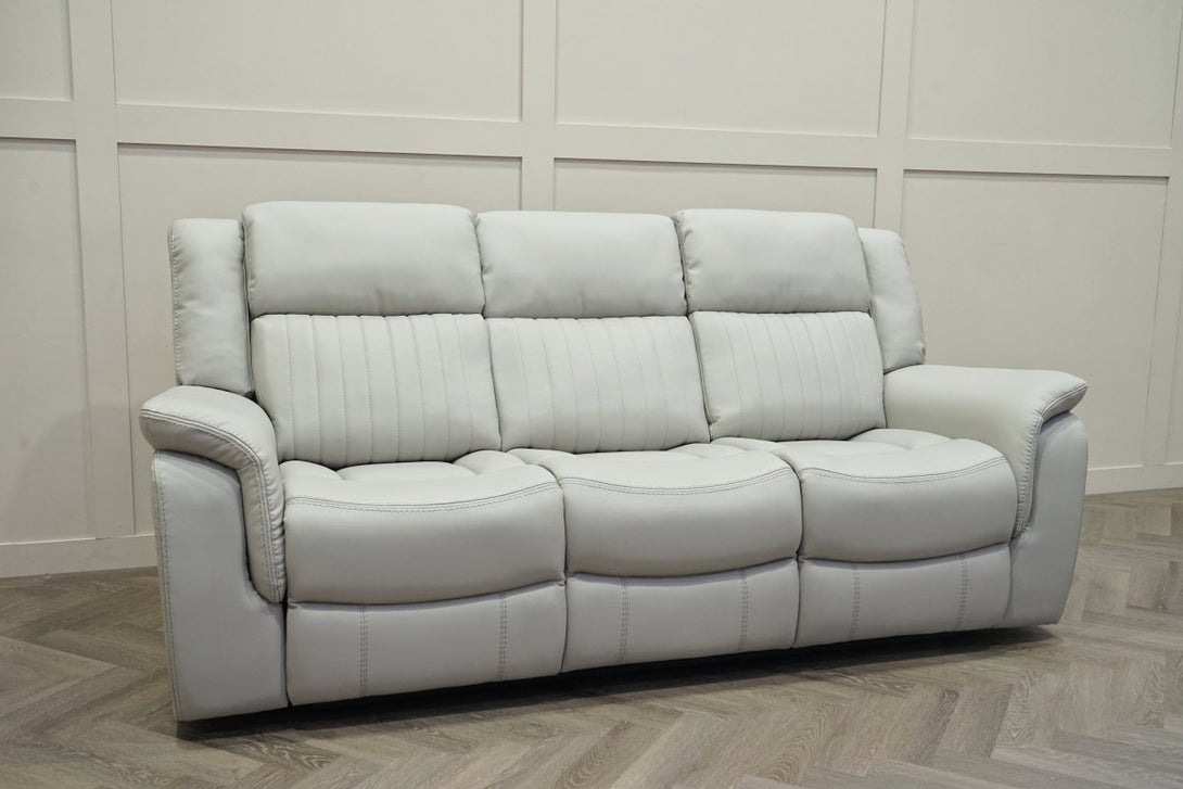 Domino Power Reclining 3 Seater Sofa, Dark Grey Leather