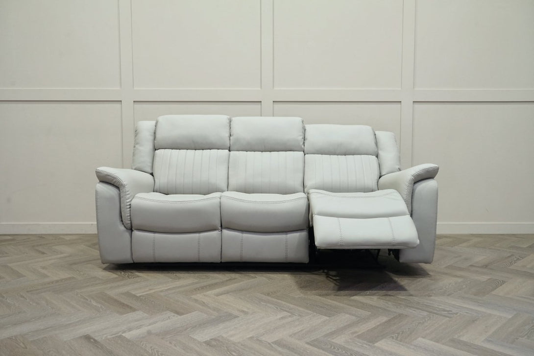 Domino Power Reclining 3 Seater Sofa, Dark Grey Leather