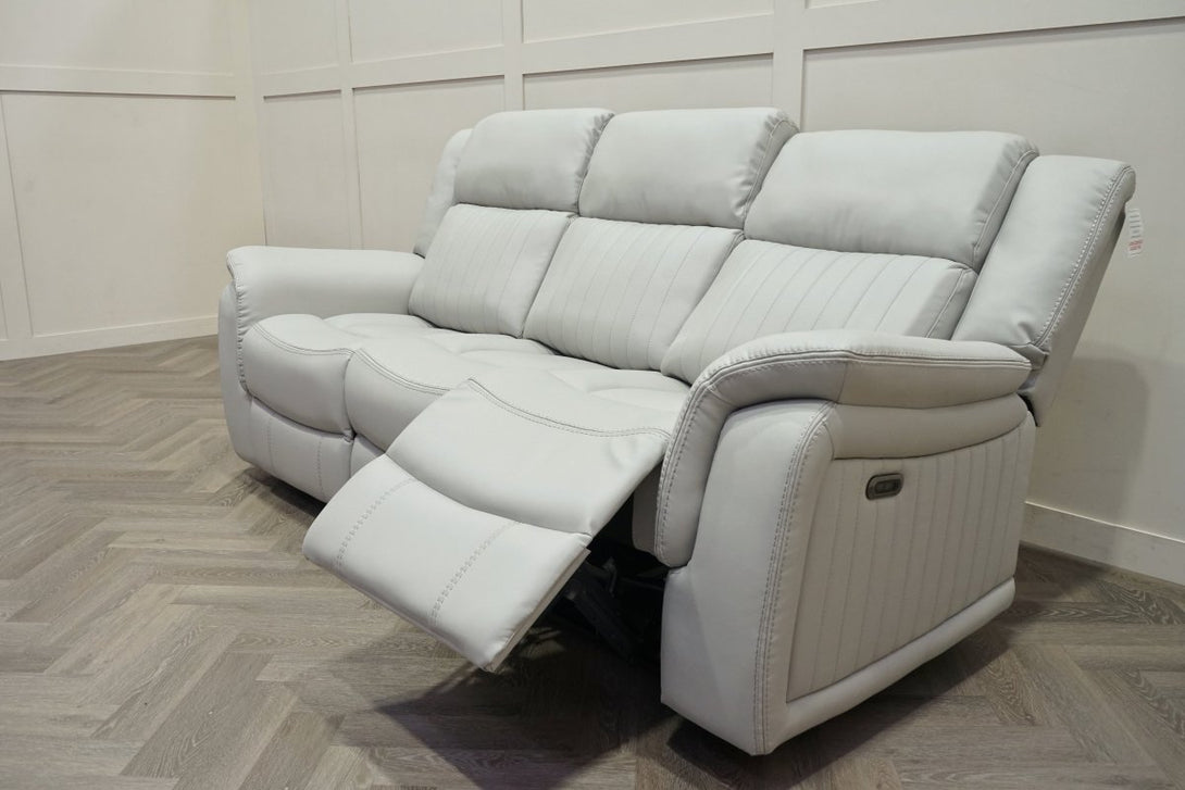 Domino Power Reclining 3 Seater Sofa, Dark Grey Leather