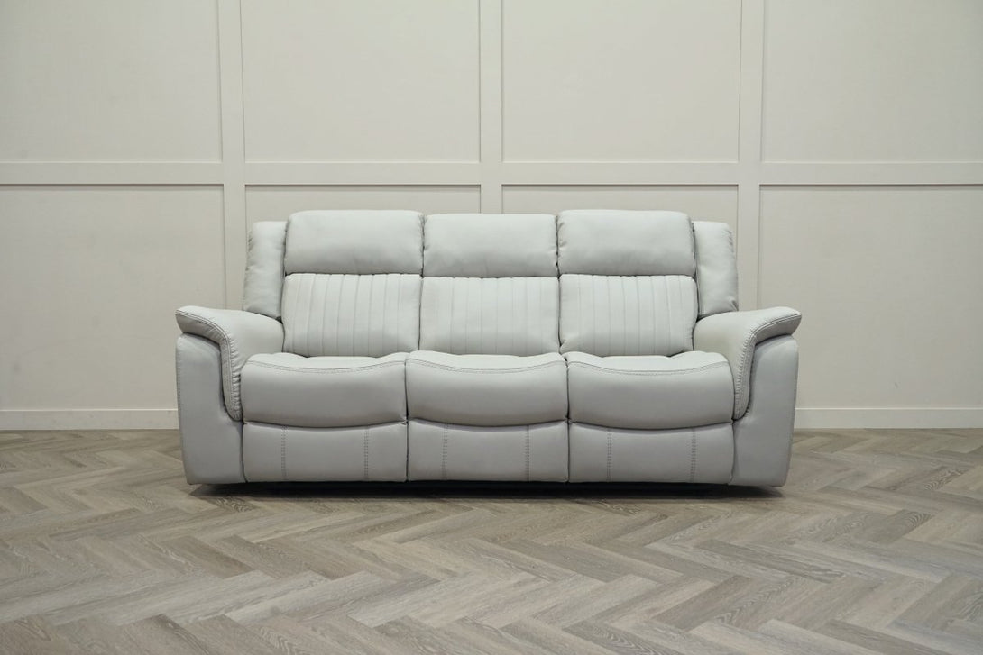 Domino Power Reclining 3 Seater Sofa, Dark Grey Leather