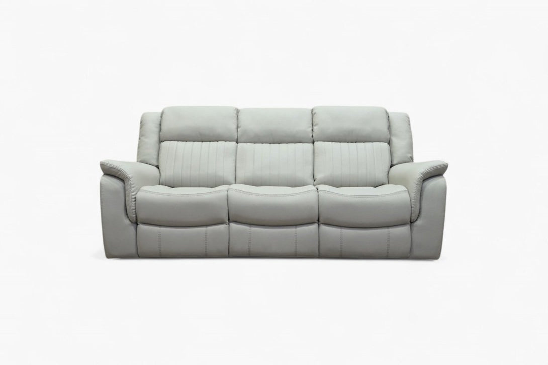 Domino Power Reclining 3 Seater Sofa, Dark Grey Leather