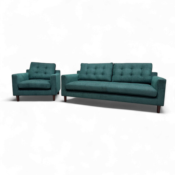 Draper II Large 3 Seater Sofa & Armchair, Brushed Tweed Green