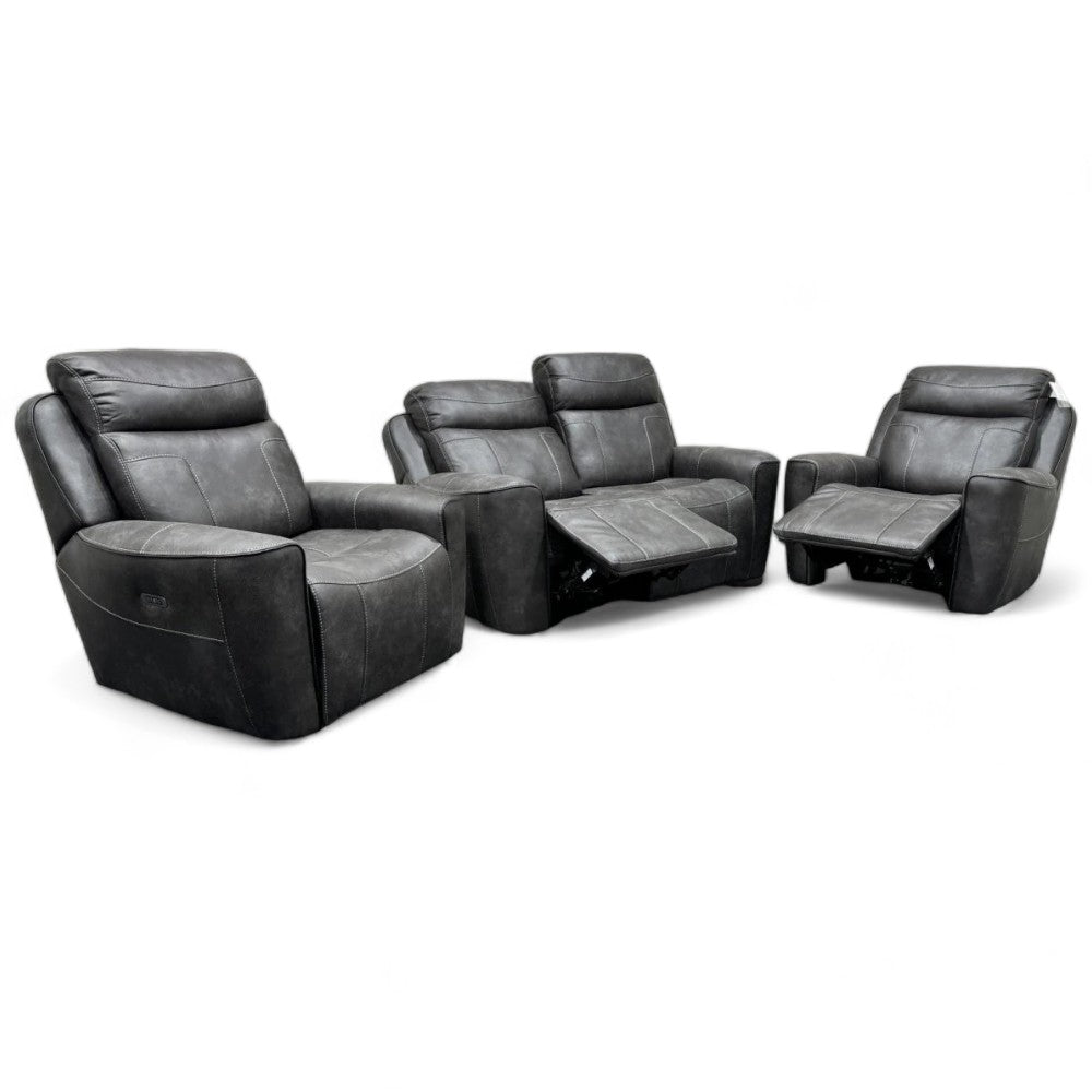 Eiger 2 Seater Sofa & 2 Armchairs, Power Reclining, Resilience Graphite