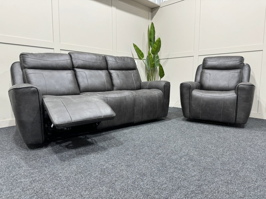 Eiger 3 Seater Sofa & Armchair, Power Reclining, Resilience Graphite