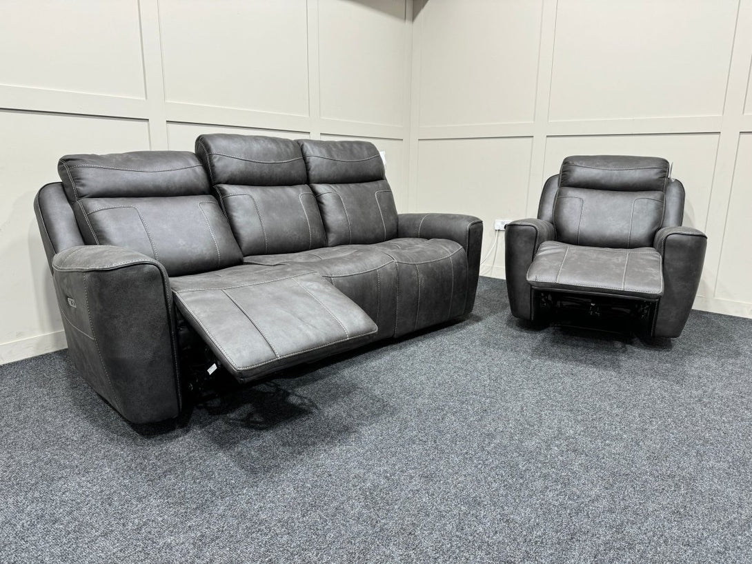 Eiger 3 Seater Sofa & Armchair, Power Reclining, Resilience Graphite