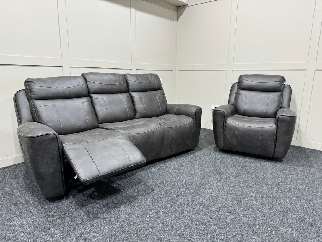 Eiger 3 Seater Sofa & Armchair, Power Reclining, Resilience Graphite