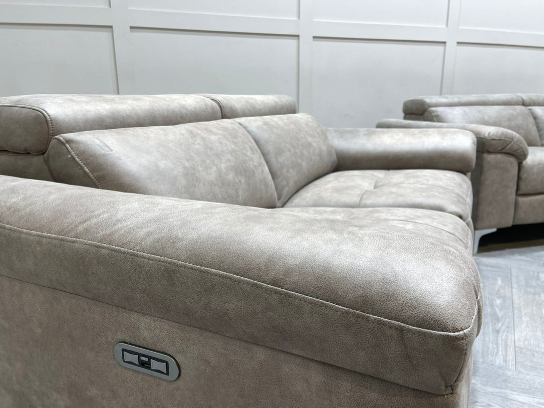 Elise 3 & 2 Seater Power Reclining Sofas & Power Headrests, Mink Fabric